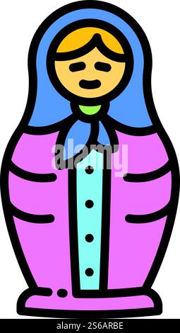 Wood nesting doll icon. Outline wood nesting doll vector icon for web design isolated on white background. Wood nesting doll icon, outline style Stock Vector
