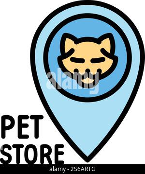Pet store cat logo. Outline pet store cat vector logo for web design isolated on white background. Pet store cat logo, outline style Stock Vector