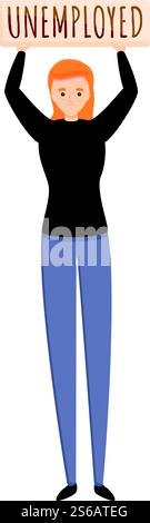 Sad jobless girl icon. Cartoon of sad jobless girl vector icon for web ...