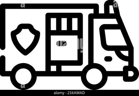 police truck line icon vector. police truck sign. isolated contour symbol black illustration. police truck line icon vector isolated illustration Stock Vector