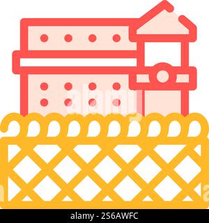prison building color icon vector. prison building sign. isolated symbol illustration. prison building color icon vector isolated illustration Stock Vector