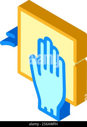 wash with napkin and glove isometric icon vector. wash with napkin and glove sign. isolated symbol illustration. wash with napkin and glove isometric icon vector illustration Stock Vector