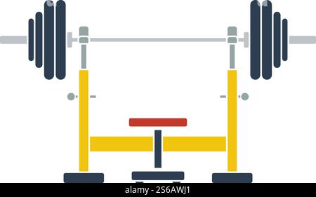 Icon Of Bench With Barbell. Flat Color Design. Vector Illustration. Stock Vector
