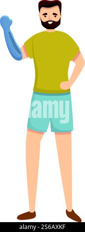 Man with artificial hand icon. Cartoon of man with artificial hand vector icon for web design isolated on white background. Man with artificial hand icon, cartoon style Stock Vector