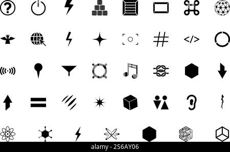 Shape symbol sing web black color set solid style vector illustration. Shape symbol sing web black color set solid style image Stock Vector