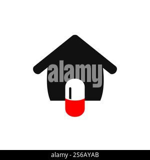 Home capsule logo design template. Medicine home delivery service logo concept. Stock Vector