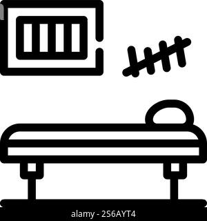 prison cell with bed line icon vector illustration Stock Vector Image ...