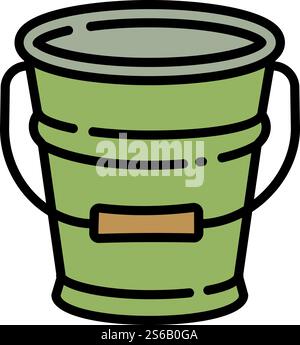Gardening steel bucket icon. Outline gardening steel bucket vector icon for web design isolated on white background. Gardening steel bucket icon, outline style Stock Vector