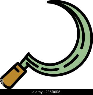 Gardening sickle icon. Outline gardening sickle vector icon for web design isolated on white background. Gardening sickle icon, outline style Stock Vector