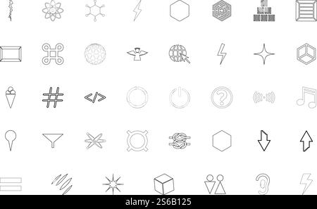 Shape symbol sing web black color set outline style vector illustration. Shape symbol sing web black color set outline style image Stock Vector