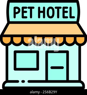 Street pet hotel icon. Outline street pet hotel vector icon for web design isolated on white background. Street pet hotel icon, outline style Stock Vector