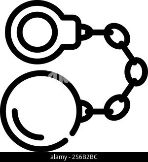 handcuffs with core line icon vector. handcuffs with core sign. isolated contour symbol black illustration. handcuffs with core line icon vector illustration Stock Vector