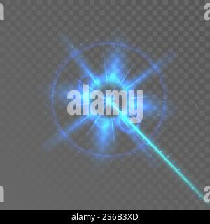 Laser Beam Security Safe Electronic System Vector. Flare Sparkling Blue Laser Ray Effect, Video Game Futuristic Weapon Gun Shot. Glowing Lightbeam Template Realistic 3d Illustration. Laser Beam Security Safe Electronic System Vector Stock Vector