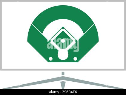 Baseball Tv Translation Icon. Flat Color Design. Vector Illustration. Stock Vector