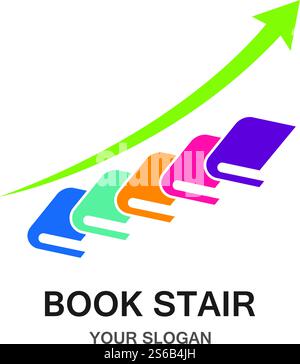 Book stair logo concept Illustration vector  design Stock Vector