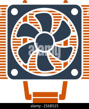 CPU Fan Icon. Flat Color Design. Vector Illustration. Stock Vector