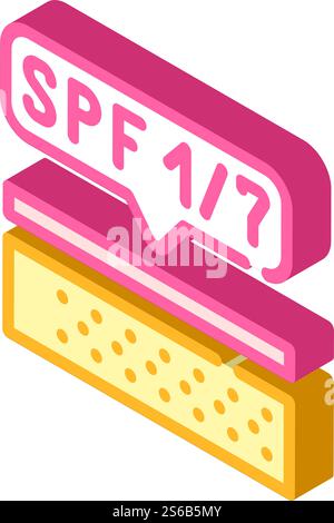 sunscreen layer on skin isometric icon vector. sunscreen layer on skin sign. isolated symbol illustration. sunscreen layer on skin isometric icon vector illustration Stock Vector