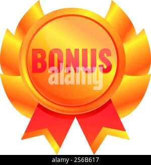 Bonus emblem icon. Cartoon of bonus emblem vector icon for web design isolated on white background. Bonus emblem icon, cartoon style Stock Vector