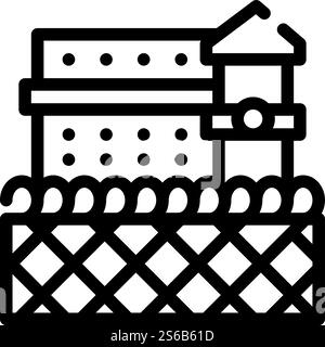 prison building line icon vector. prison building sign. isolated contour symbol black illustration. prison building line icon vector isolated illustration Stock Vector