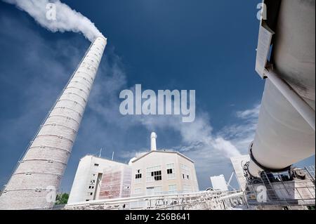 Tubular rotary kiln for lime clinker and cement processing Stock Photo