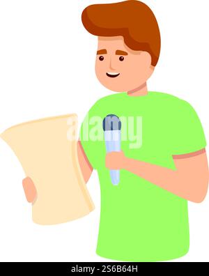 Boy podcast singing icon. Cartoon of boy podcast singing vector icon for web design isolated on white background. Boy podcast singing icon, cartoon style Stock Vector