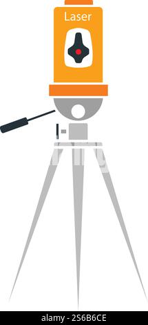 Laser Level Tool Icon. Flat Color Design. Vector Illustration. Stock Vector