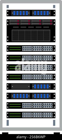 Server Rack Icon. Flat Color Design. Vector Illustration. Stock Vector
