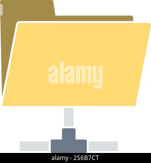 Shared Folder Icon. Flat Color Design. Vector Illustration. Stock Vector