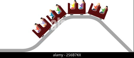 Small Roller Coaster Icon. Flat Color Design. Vector Illustration. Stock Vector