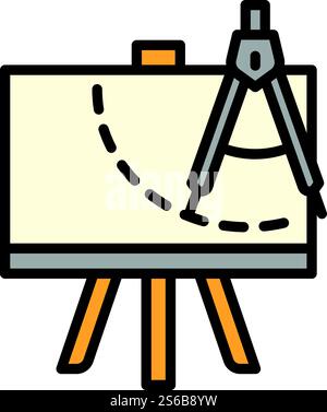 Drawing compass plan icon. Outline drawing compass plan vector icon for web design isolated on white background. Drawing compass plan icon, outline style Stock Vector