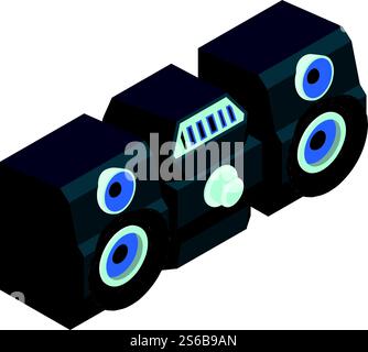 Home stereo system icon. Isometric of home stereo system vector icon for web design isolated on white background. Home stereo system icon, isometric style Stock Vector