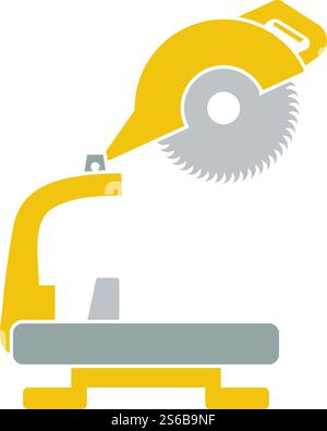 Icon Of Circular End Saw. Flat Color Design. Vector Illustration. Stock Vector