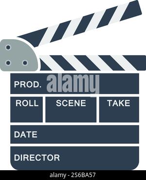 Clapperboard Icon. Flat Color Design. Vector Illustration. Stock Vector