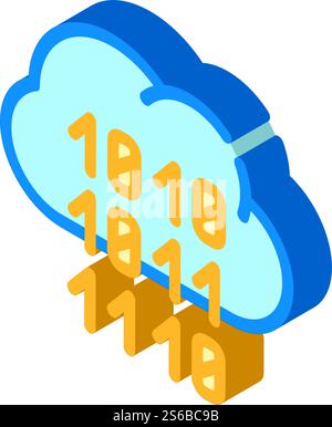 programming binary code cloud storage isometric icon vector. programming binary code cloud storage sign. isolated symbol illustration. programming binary code cloud storage isometric icon vector illustration Stock Vector