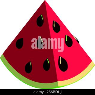 Piece watermelon icon. Isometric of piece watermelon vector icon for web design isolated on white background. Piece watermelon icon, isometric style Stock Vector