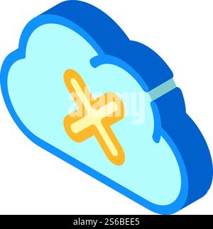 failed access cloud storage isometric icon vector. failed access cloud storage sign. isolated symbol illustration. failed access cloud storage isometric icon vector illustration Stock Vector