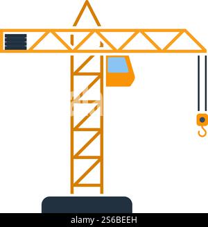 Icon Of Crane. Flat Color Design. Vector Illustration. Stock Vector