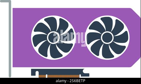 GPU Icon. Flat Color Design. Vector Illustration. Stock Vector
