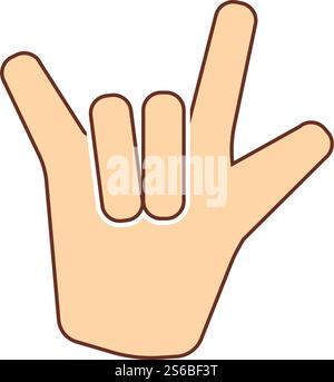 Rock Hand Icon. Flat Color Design. Vector Illustration. Stock Vector