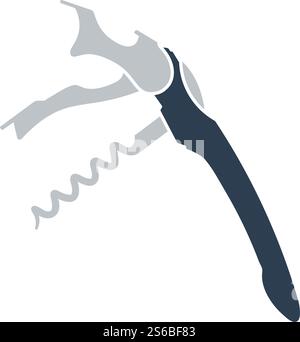 Waiter Corkscrew Icon. Flat Color Design. Vector Illustration. Stock Vector