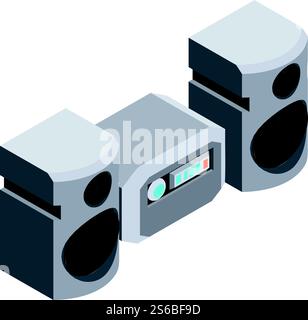 Modern stereo system icon. Isometric of modern stereo system vector icon for web design isolated on white background. Modern stereo system icon, isometric style Stock Vector