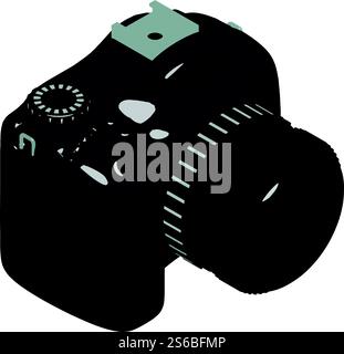 Photo camera icon. Isometric of photo camera vector icon for web design isolated on white background. Photo camera icon, isometric style Stock Vector
