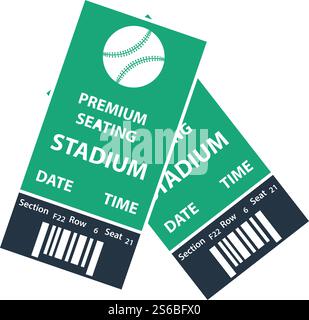 Baseball Tickets Icon. Flat Color Design. Vector Illustration. Stock Vector