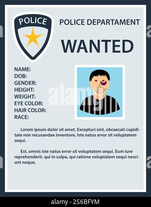 Wanted Poster Icon. Flat Color Design. Vector Illustration. Stock Vector