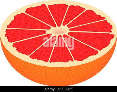 Half cutted grapefruit icon. Isometric of half cutted grapefruit vector icon for web design isolated on white background. Half cutted grapefruit icon, isometric style Stock Vector