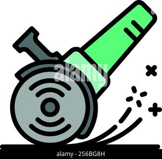Working angle grinder icon. Outline working angle grinder vector icon for web design isolated on white background. Working angle grinder icon, outline style Stock Vector