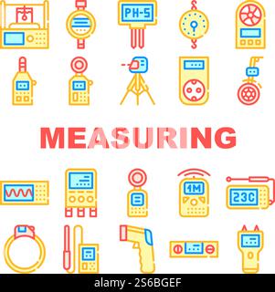 Measuring Equipment Collection Icons Set isolated illustration Stock ...