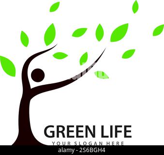 Tree nature care green life logo vector illustration Stock Vector