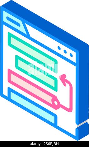 web site promotion place seo optimization isometric icon vector. web site promotion place seo optimization sign. isolated symbol illustration. web site promotion place seo optimization isometric icon vector illustration Stock Vector
