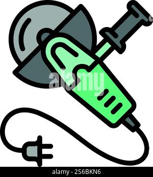 Electric angle grinder icon. Outline electric angle grinder vector icon for web design isolated on white background. Electric angle grinder icon, outline style Stock Vector